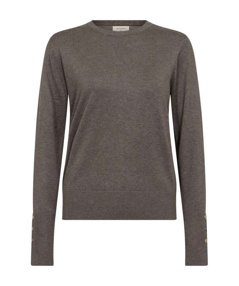 FreeQuent Jumper Katie med knappar Morel Melange