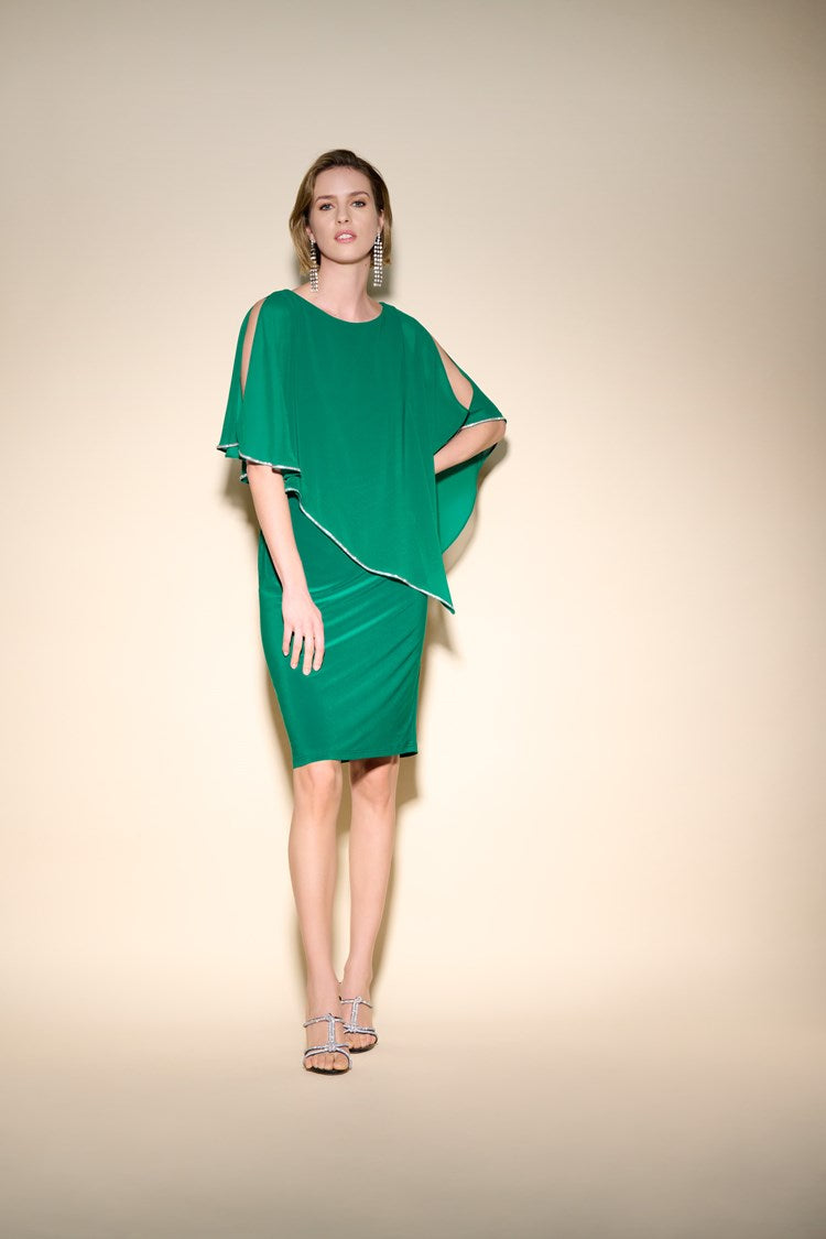 Joseph Ribkoff Layered Dress With Cape Overlay