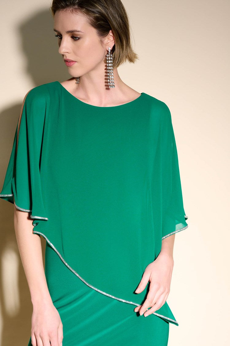 Joseph Ribkoff Layered Dress With Cape Overlay