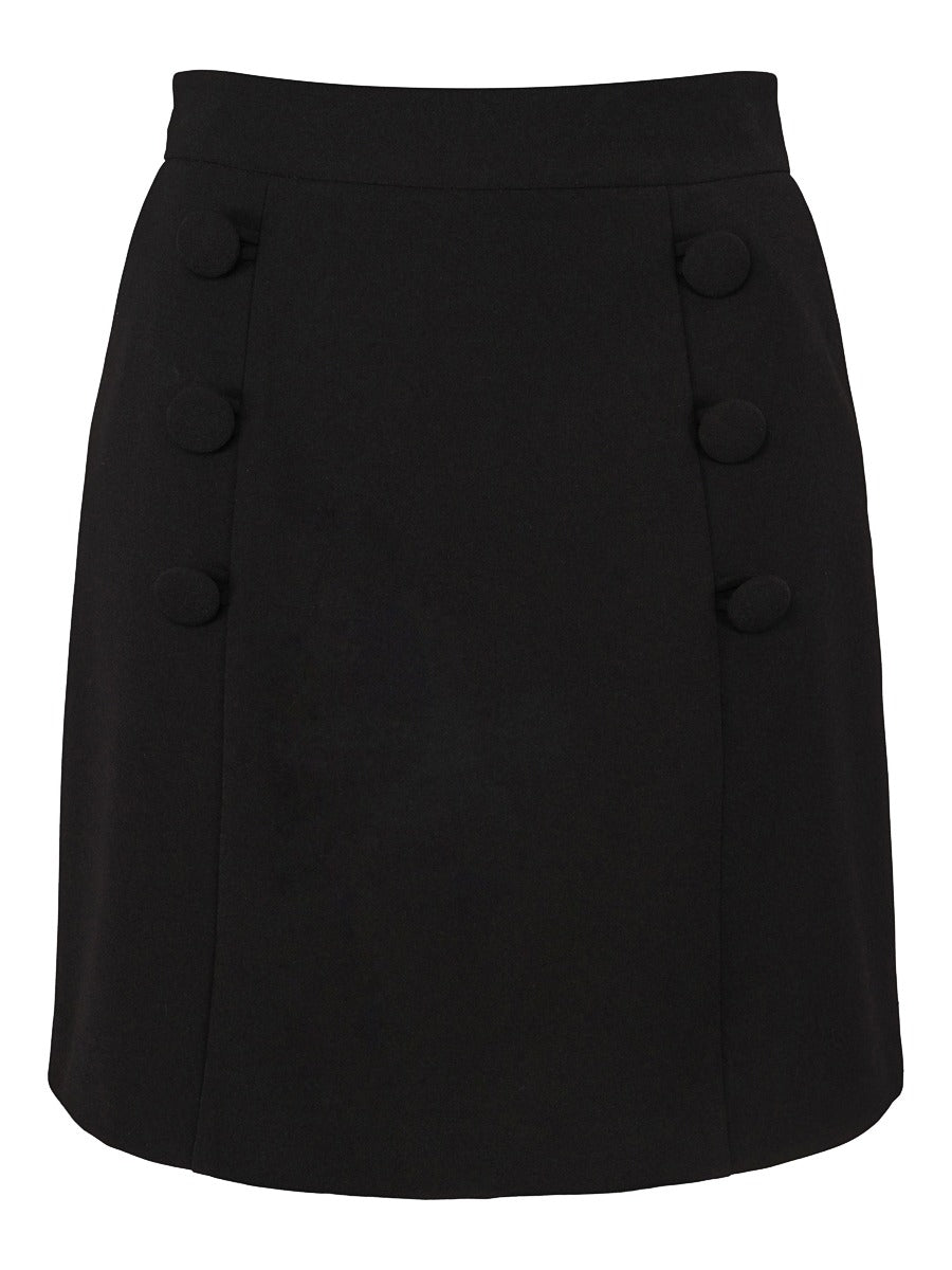 HAUST Kort kjol Black m.knappar