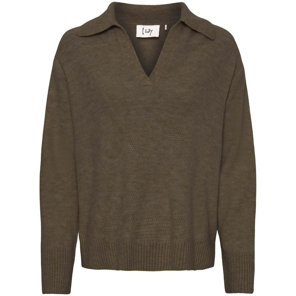 ISAY Anna Colar Tröja Khaki Melange