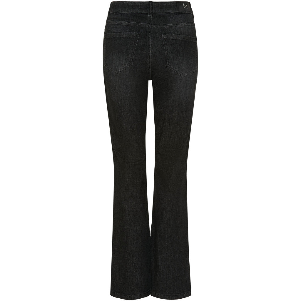 I SAY Como Flare Jeans med knapp Washed Black