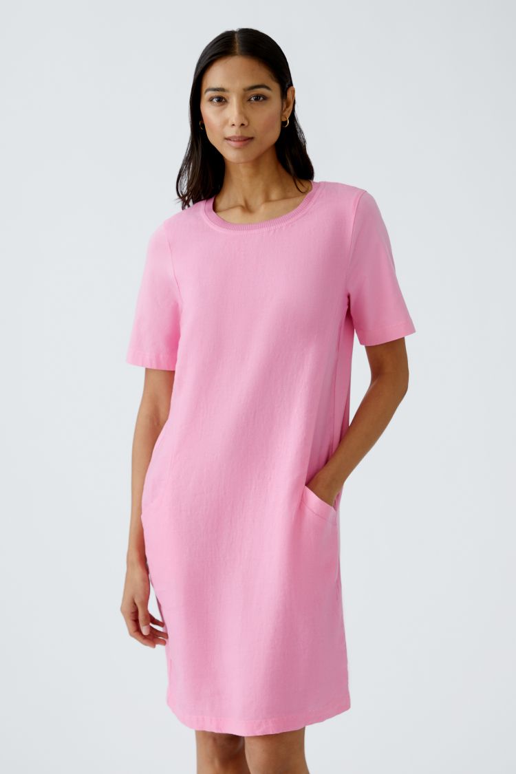 Oui enkel Linneklänning Rosa