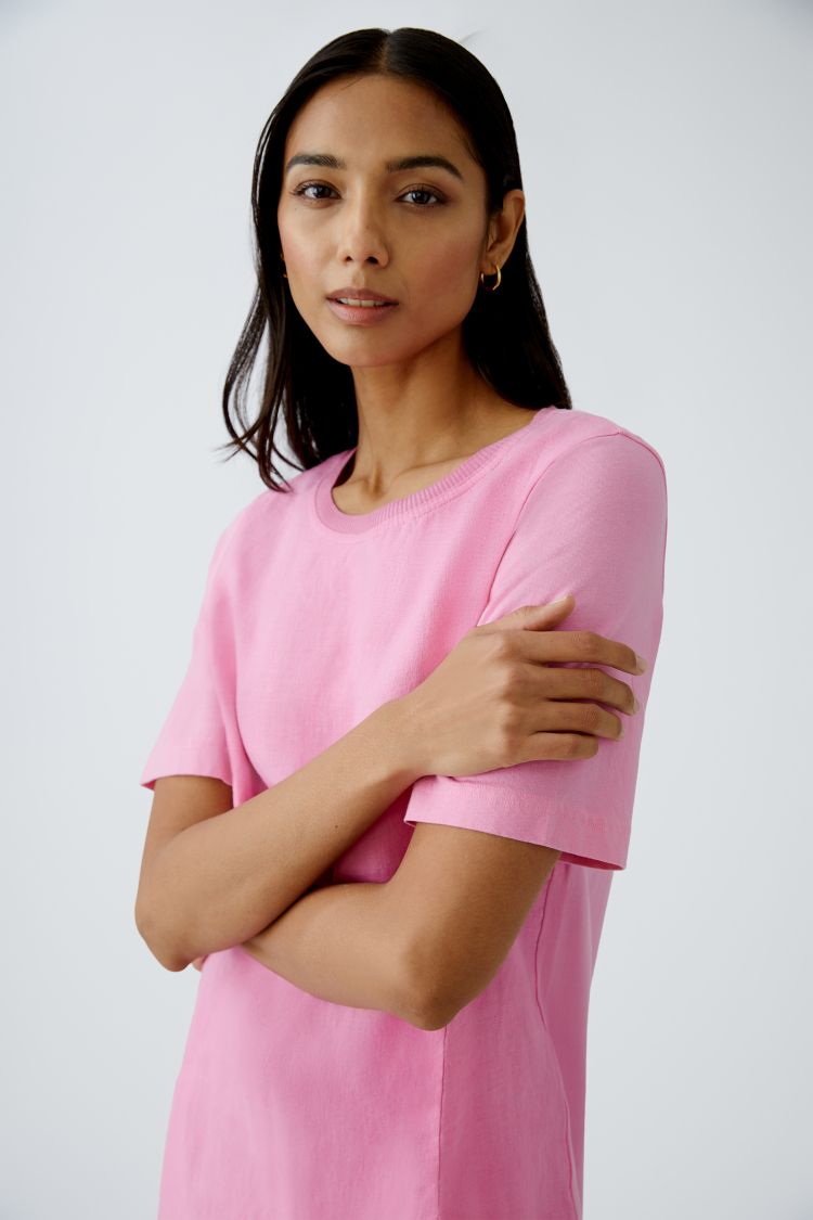 Oui enkel Linneklänning Rosa