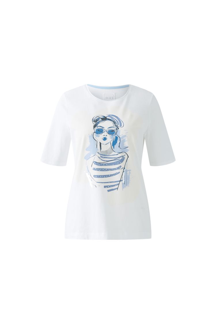 Oui T-shirt dam optisk vit