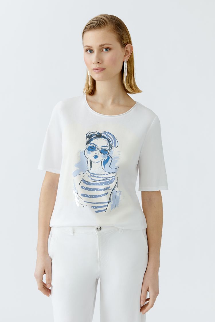 Oui T-shirt dam optisk vit