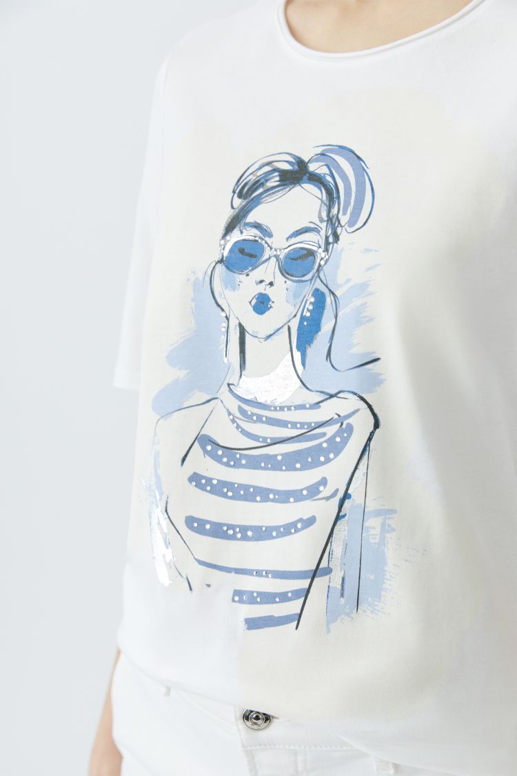 Oui T-shirt dam optisk vit