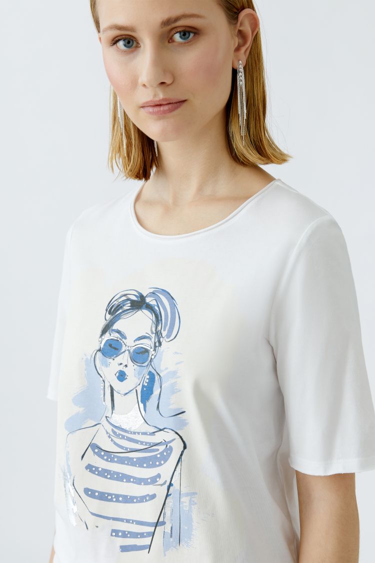 Oui T-shirt dam optisk vit