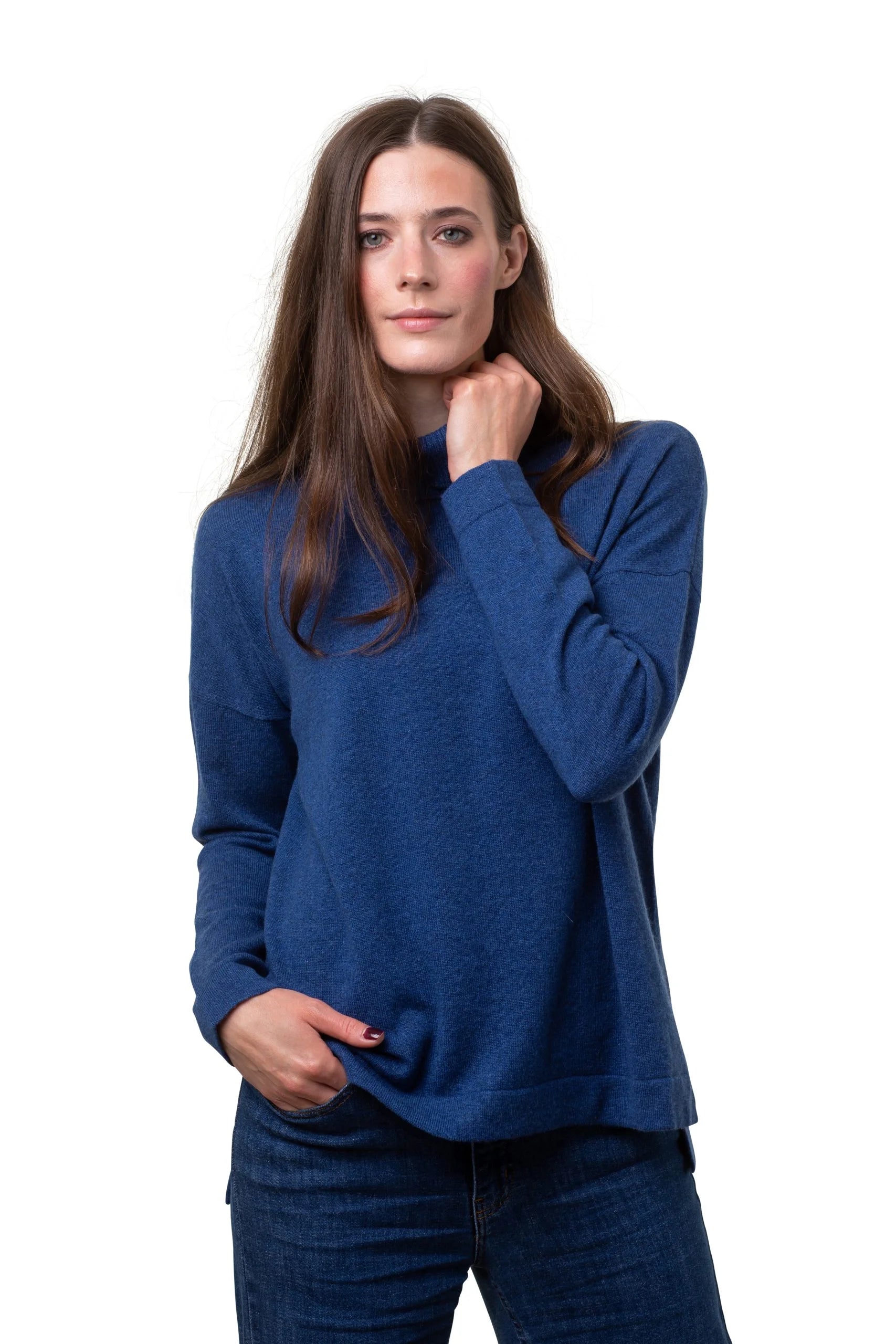 8Design Polotröja i Kashmir Klassik Jeans Blue