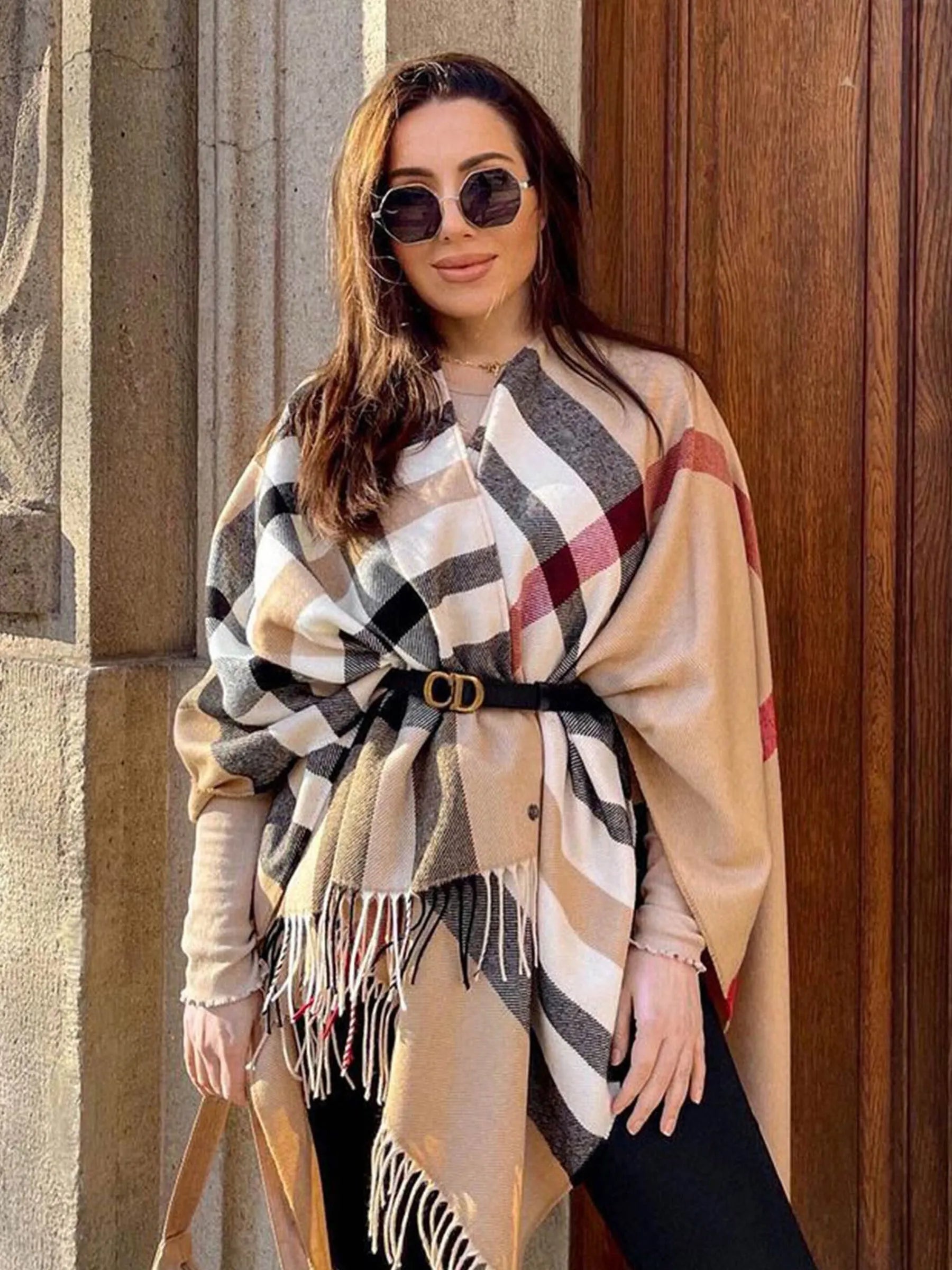 FRAAS Rutig Poncho Latte