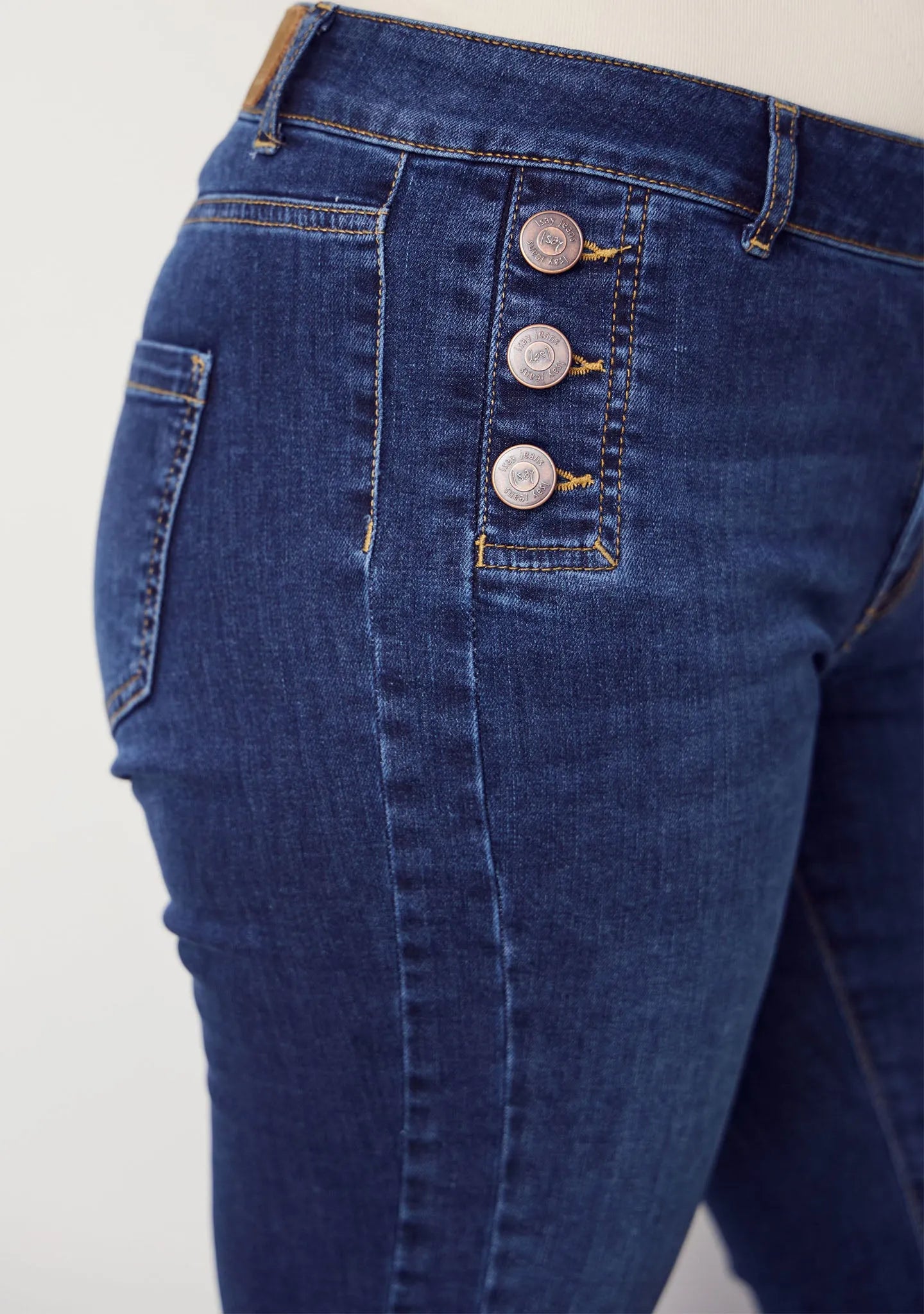 I SAY Como Flare Jeans Med Knappar Dark Denim