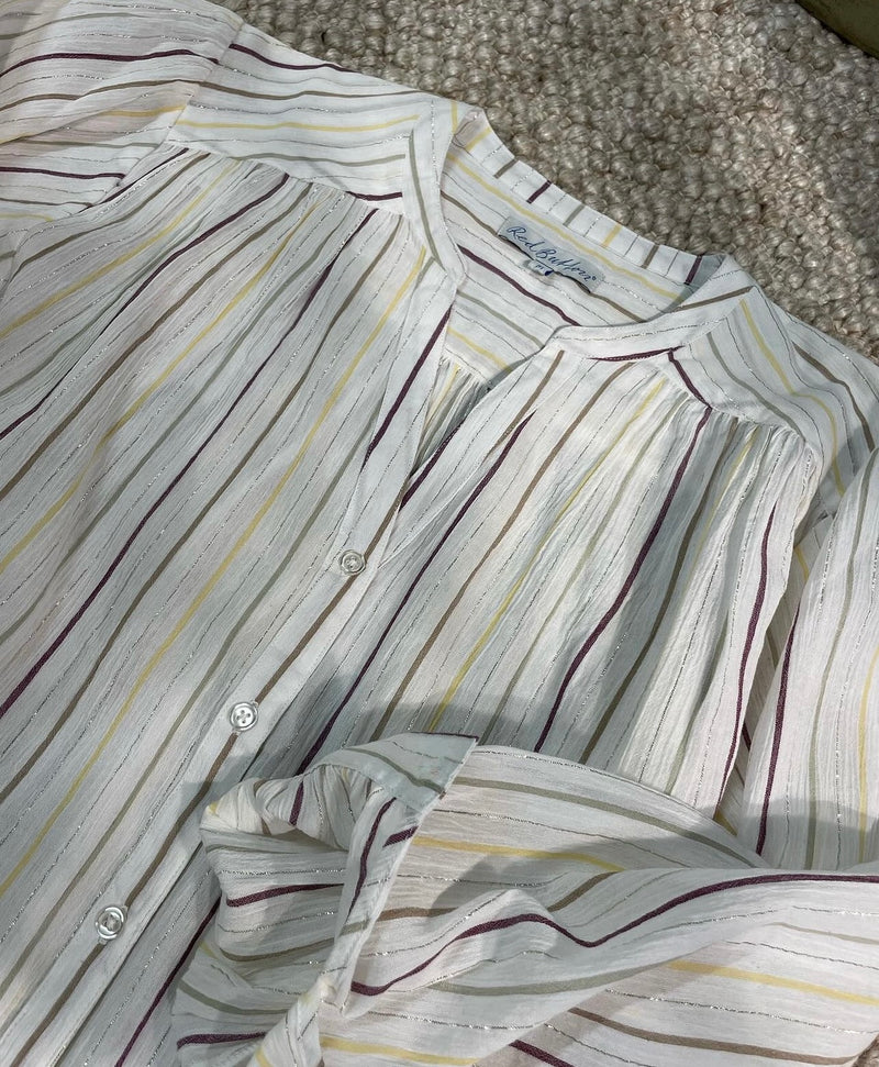 RED BUTTON Blus lurex stripe Ecru