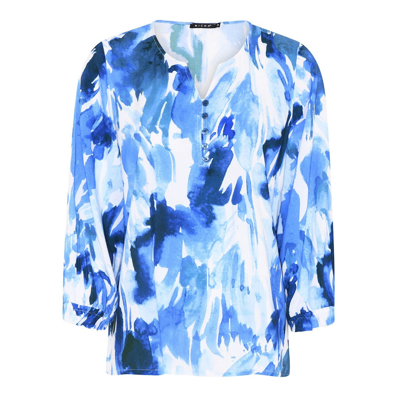 MICHA Blus sommartryck Blue