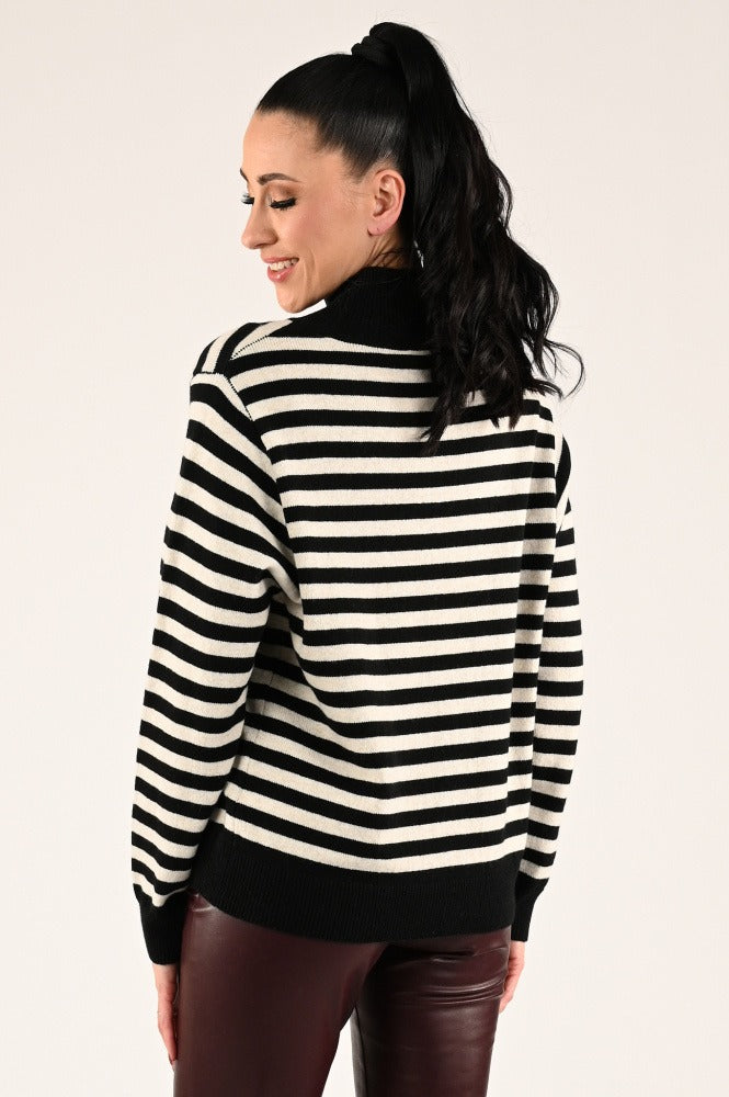 OUI Randig Tröja Black offwhite