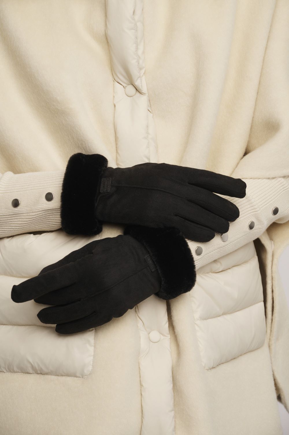Rino & Pelle Danzo Handskar med fuskpäls Black