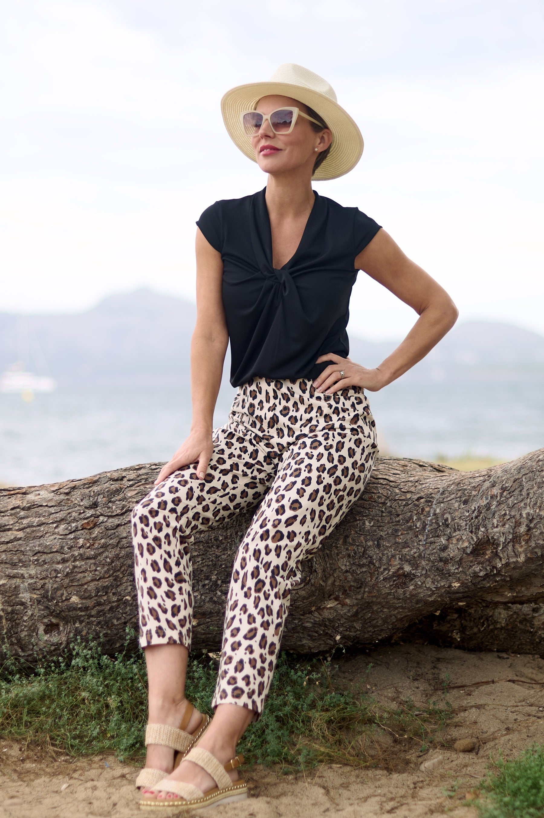 Robell Byxor Bella Leopard Guld