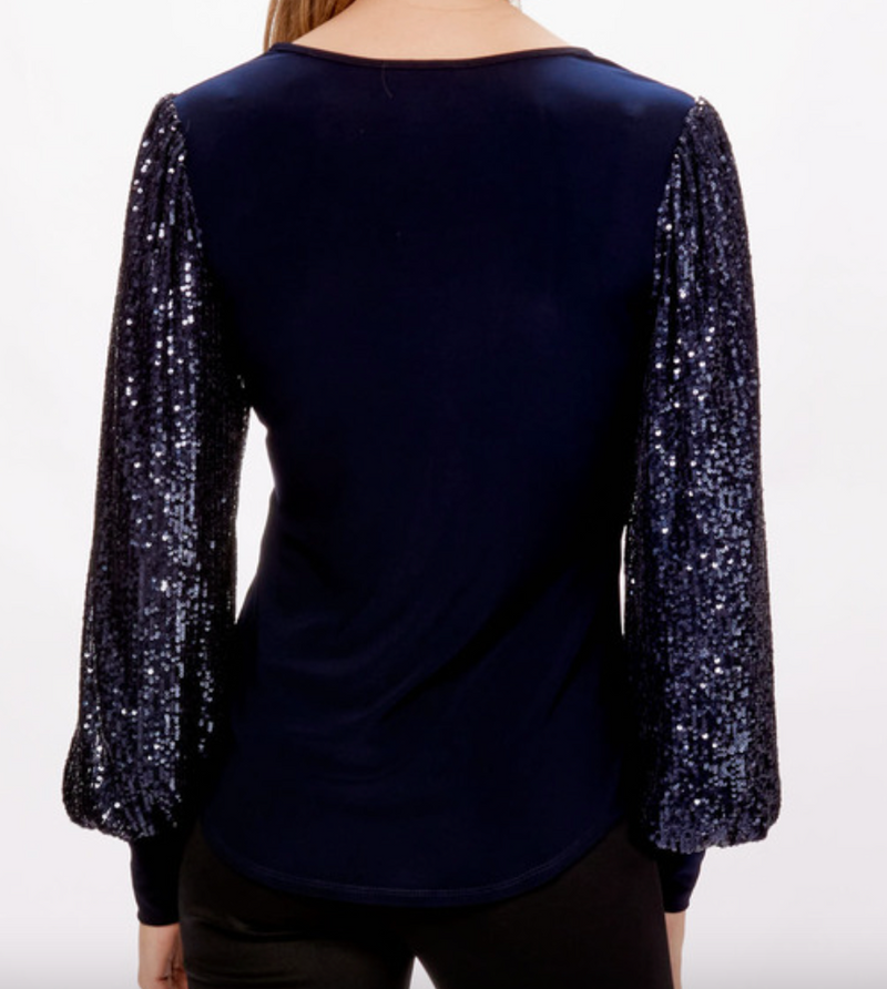 Joseph Ribkoff Silky Sequins Långa Puffärmar Paljett Topp