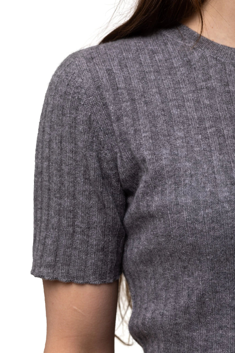 8Design Ella Kashmirtröja kortärmad Silvergrå