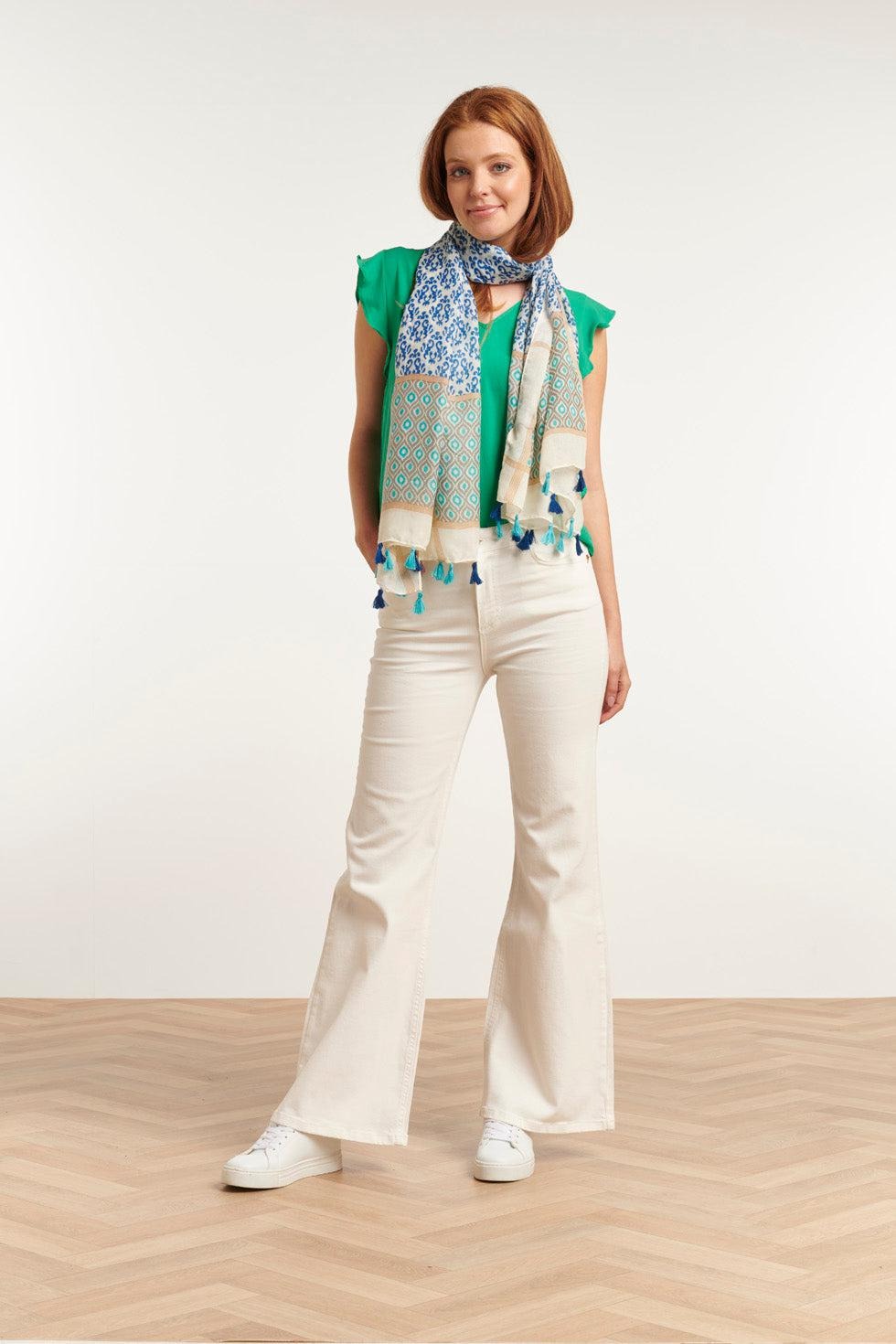 Smashed Lemon Scarf White Blue