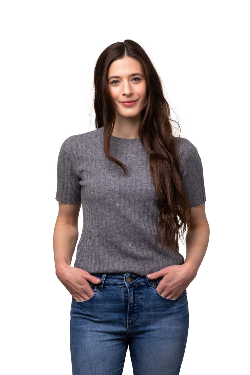 8Design Ella Kashmirtröja kortärmad Silvergrå