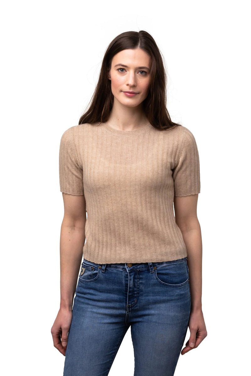 8Design Ella Kashmirtröja kortärmad Ljusbeige