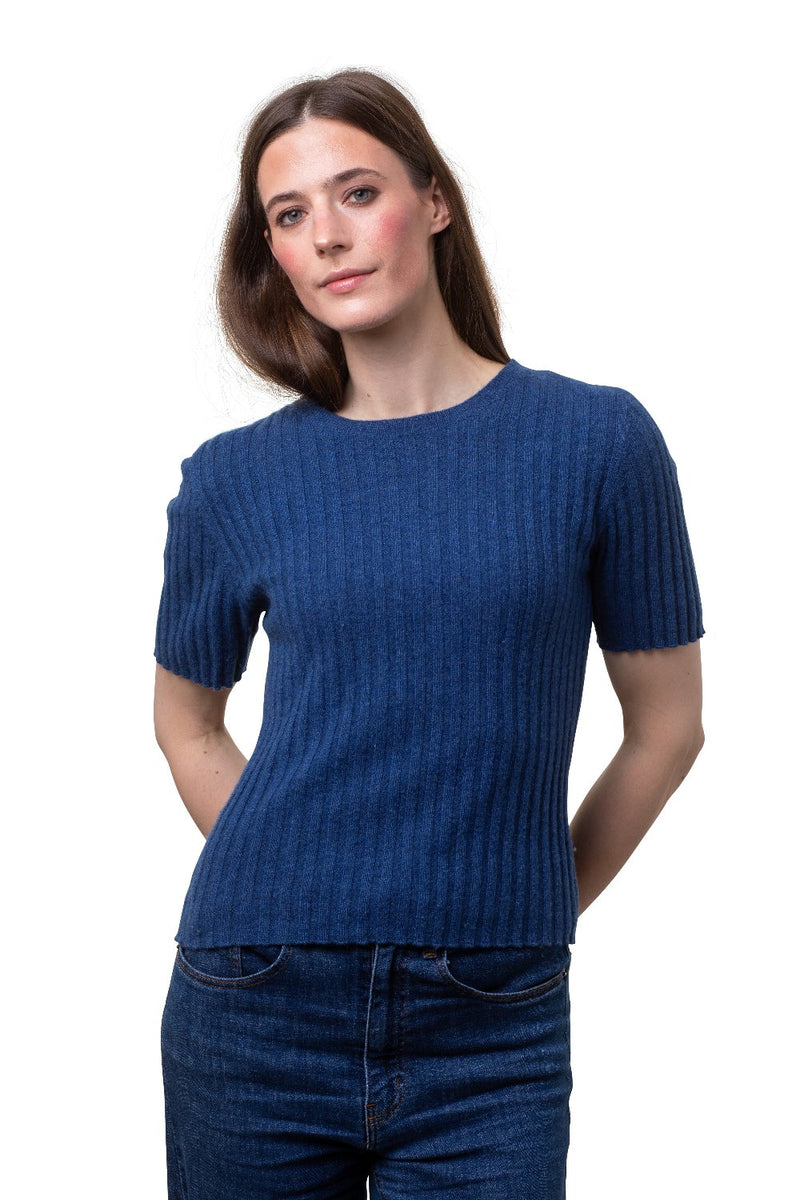 8Design Ella Kashmirtröja kortärmad Jeans Blue