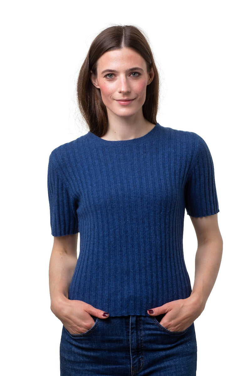 8Design Ella Kashmirtröja kortärmad Jeans Blue