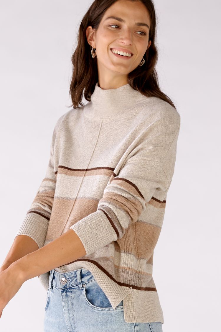 OUI Stickad Tröja Camel Brown