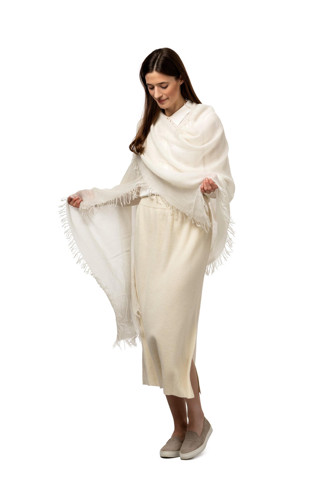 8Design Spray Sjal Cashmere Natur White