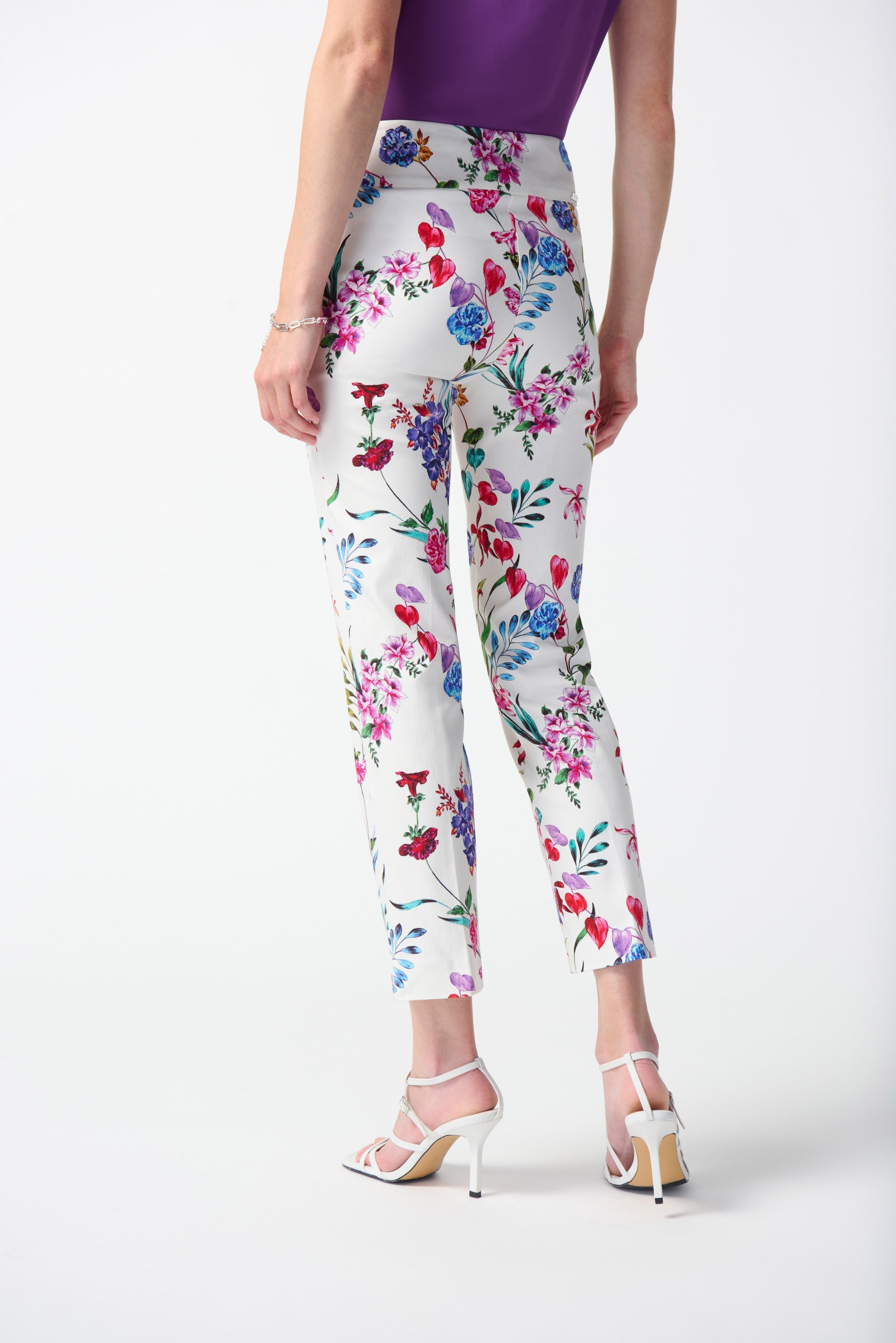 Joseph Ribkoff Millennium blommigt tryck beskuren pull-on byxa Vanilla-Multi