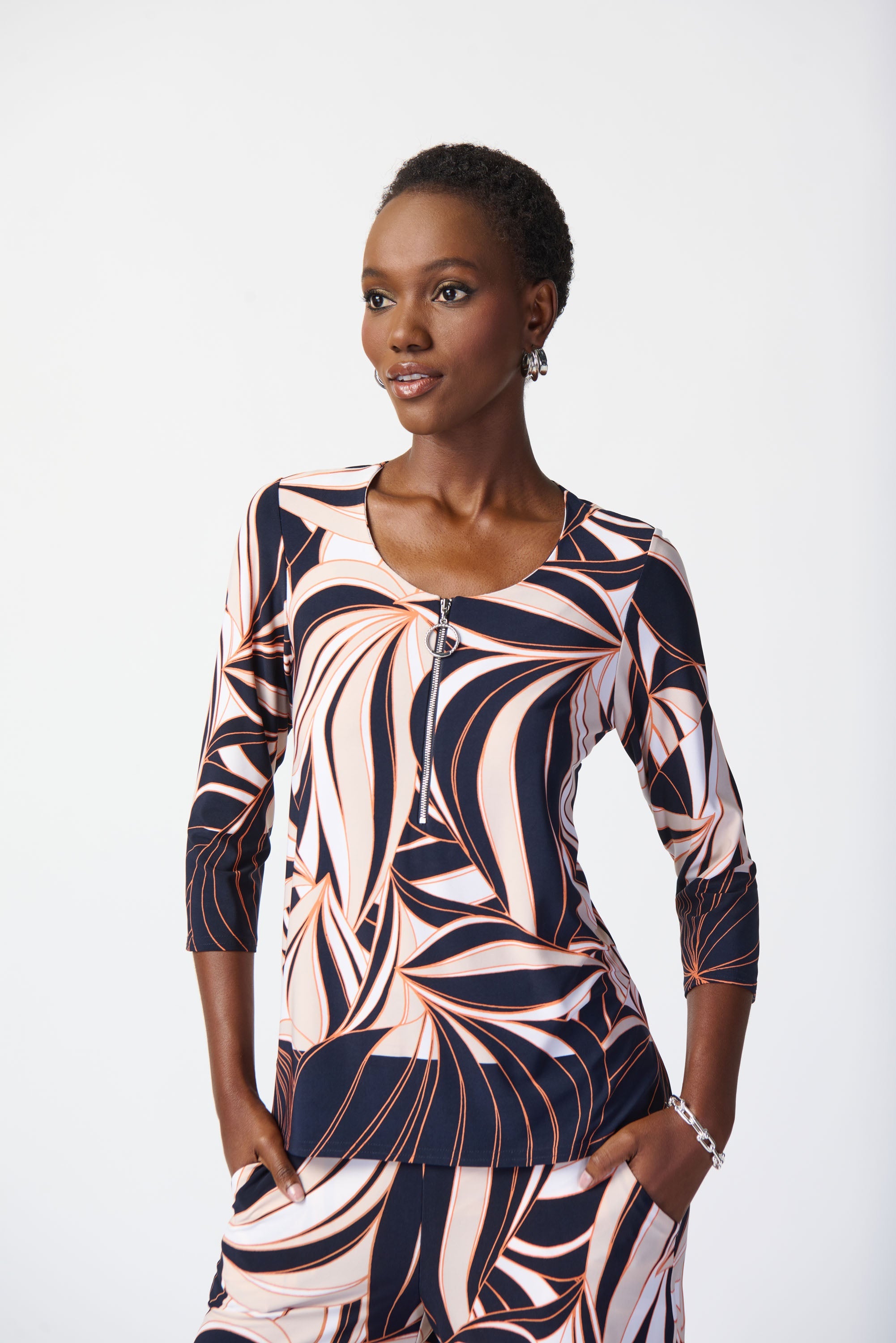 Joseph Ribkoff Tropical topp Midnight Blue-Multi