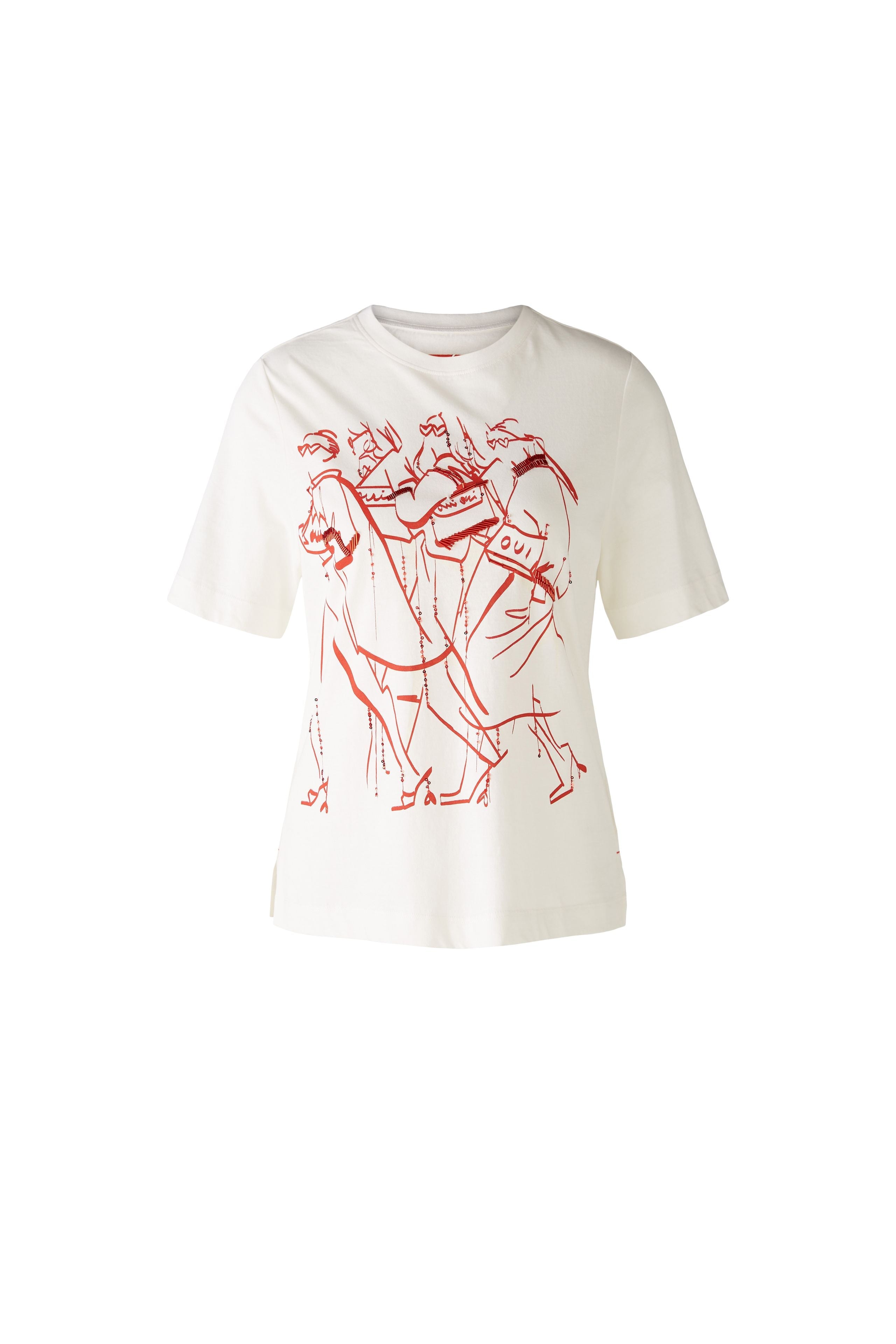 OUI T-shirt ekologisk bomull White red