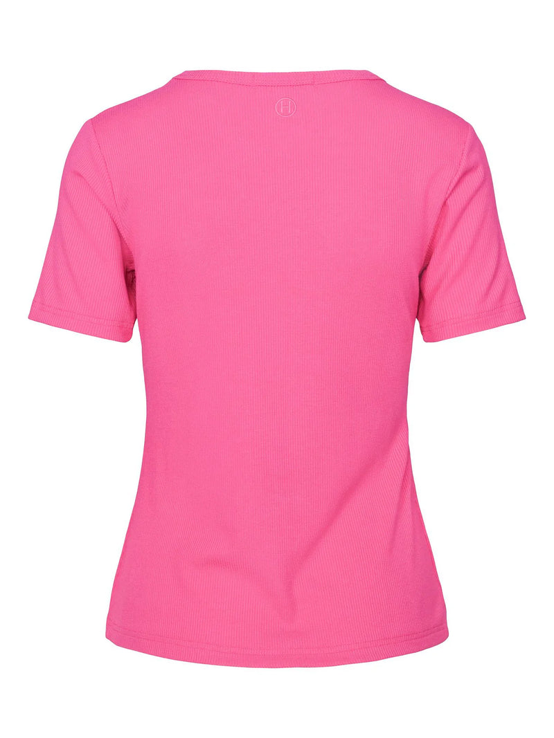 HAUST Ribbad Kortärmad Topp Fuchsia