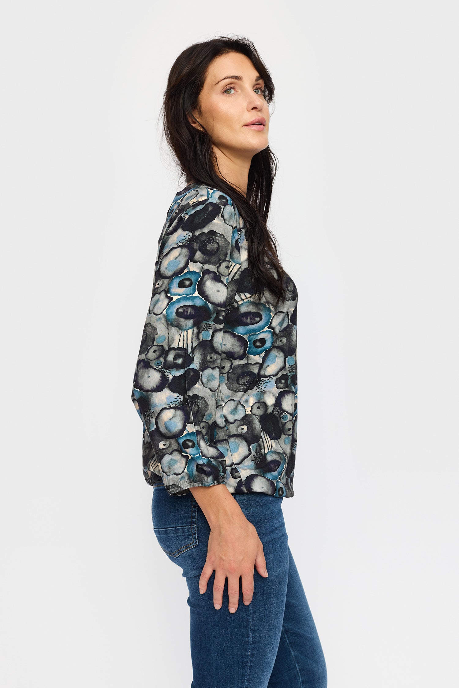 2-Biz Blus Tandy Blå Blomma