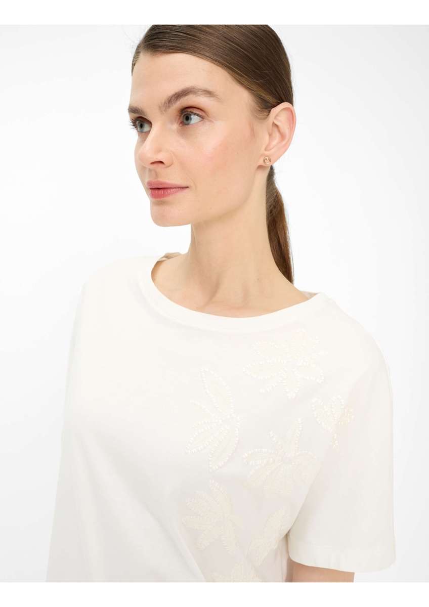 Brax T-Shirt med Blommönster Ljusbeige