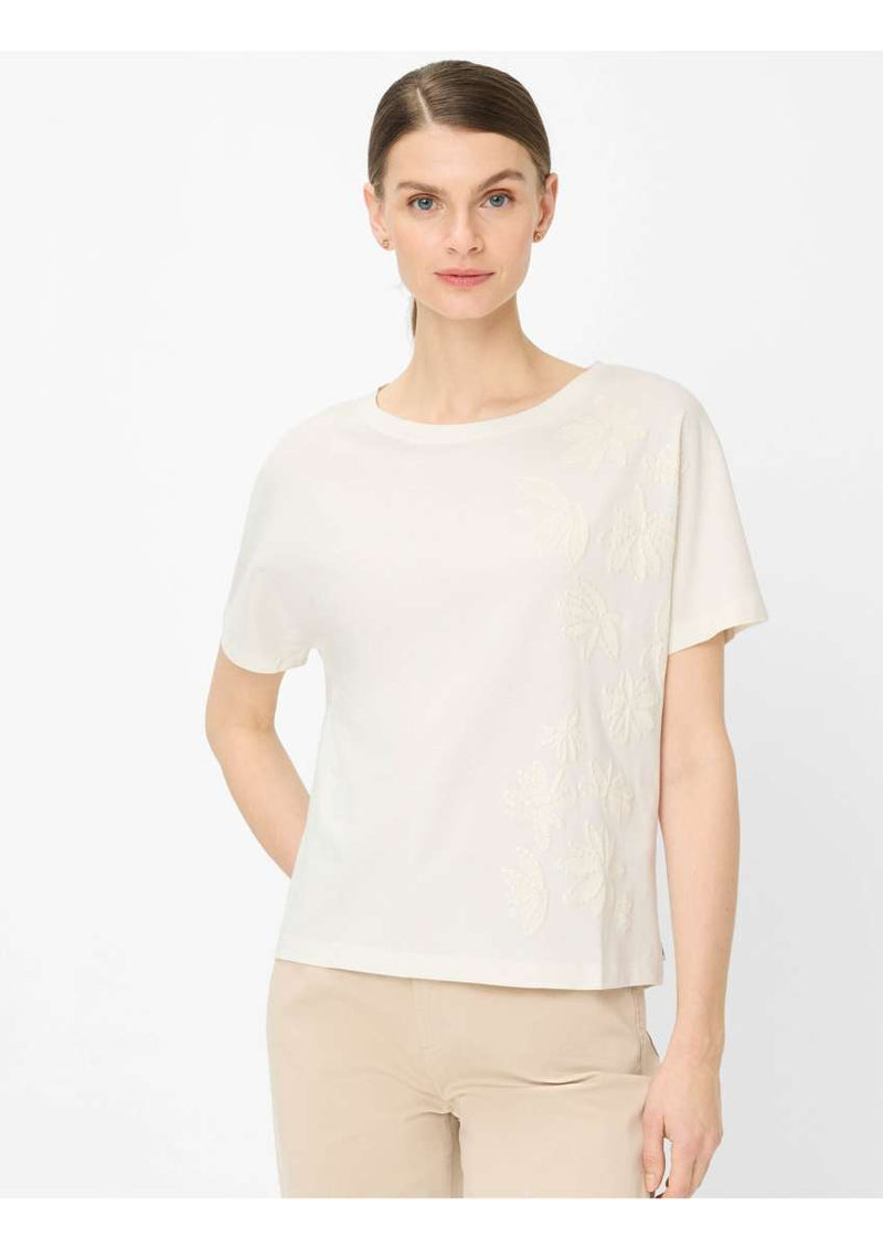 Brax T-Shirt med Blommönster Ljusbeige