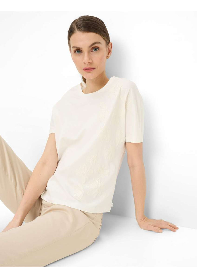 Brax T-Shirt med Blommönster Ljusbeige