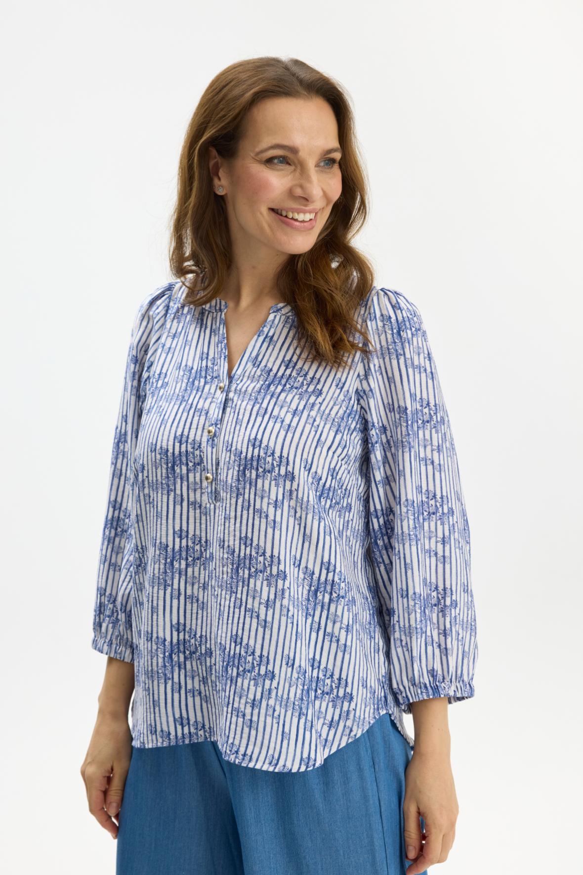 IN Front Blommönster Blus Victoria Blå