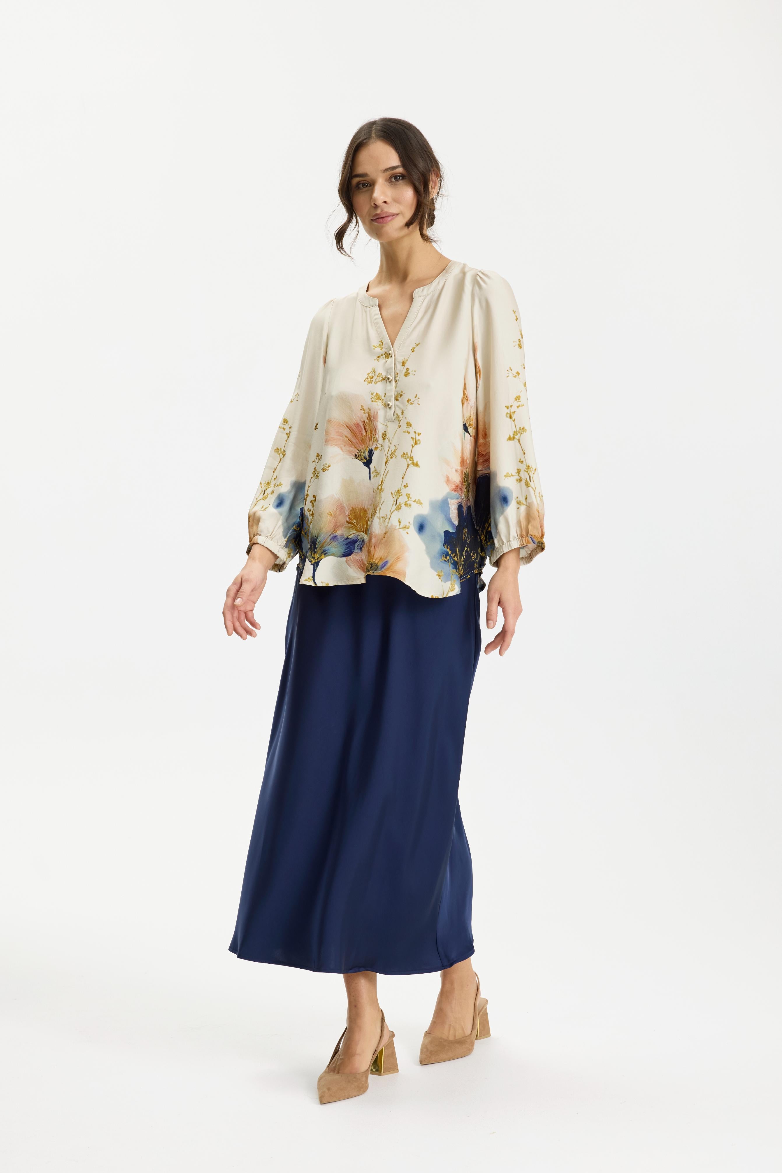 IN Front Alexandra Elegant Långkjol Marin