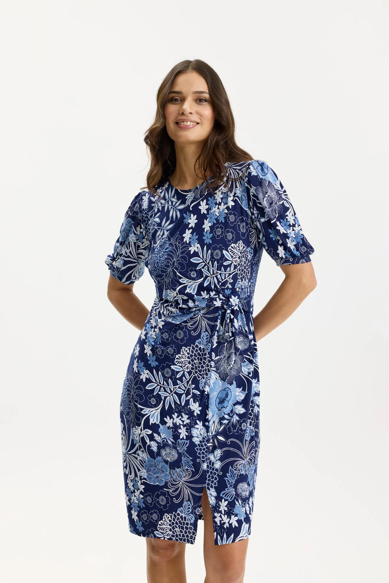 IN Front Klänning Rosy Marinblå Mönstrad