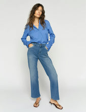 Mos Mosh Smickrande Flare-Jeans Cecilia Perla Blå