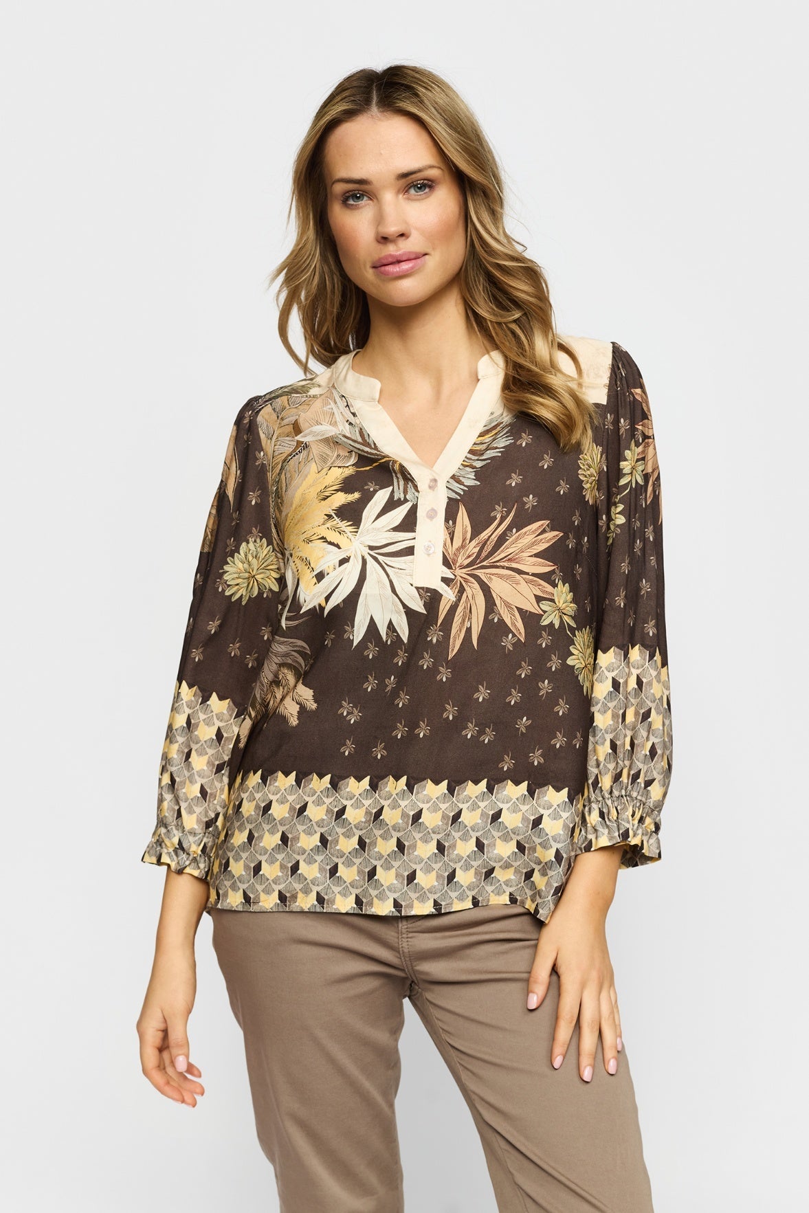 2-Biz Bladmönster Blus Josefine Brun