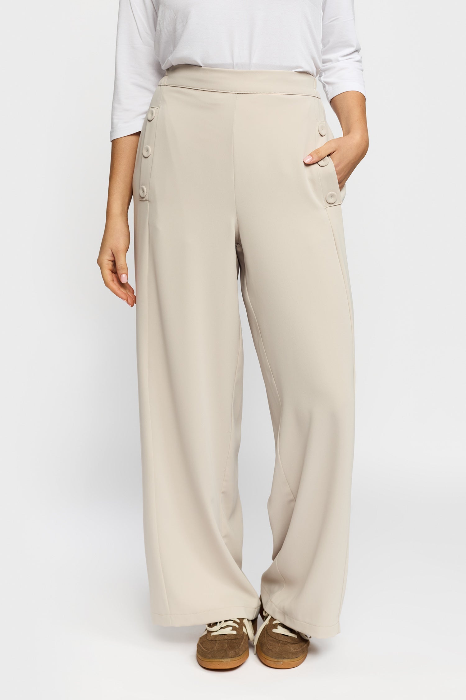 2-Biz Byxor Ofelia med vida ben Beige