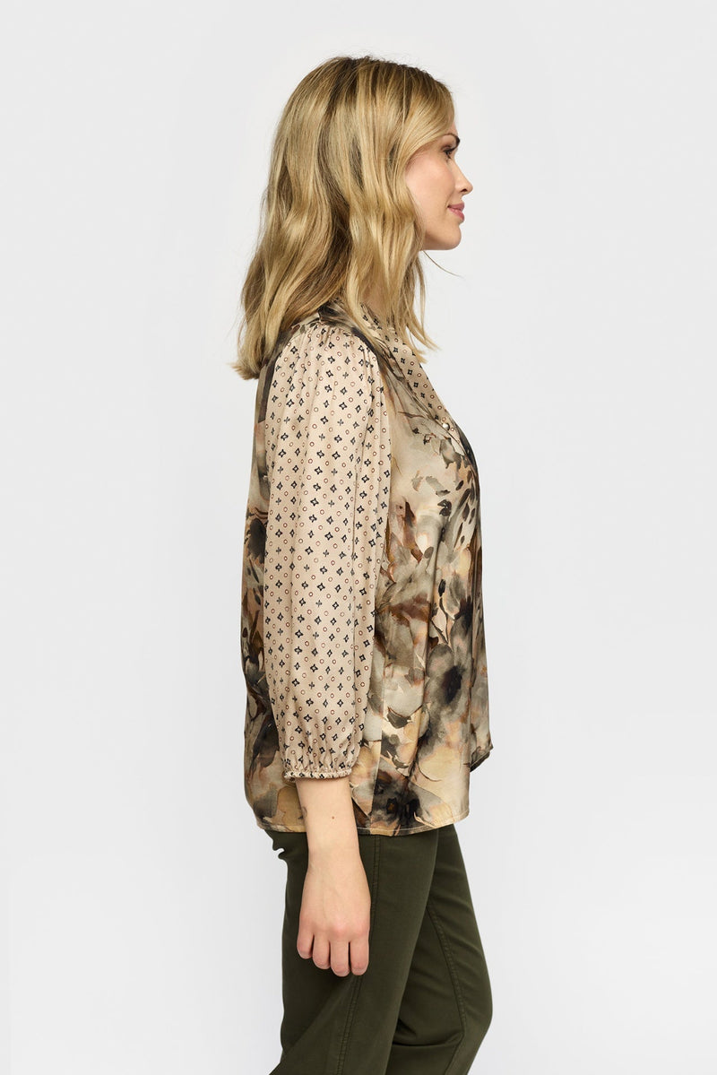 2-Biz Janne Blommig Blus Brun