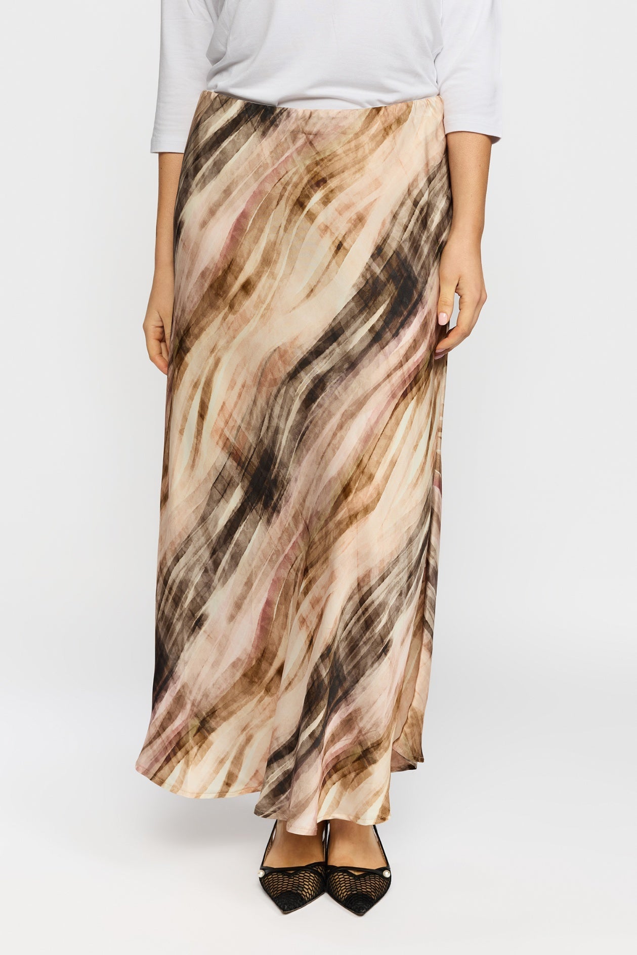 2-Biz Kjol Georgina med Resår i Midjan sand