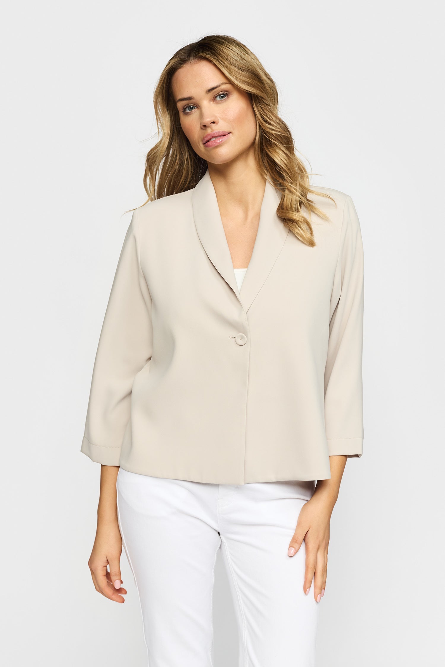 2-Biz Kort Jacka Oda med 3/4-Ärmar Beige