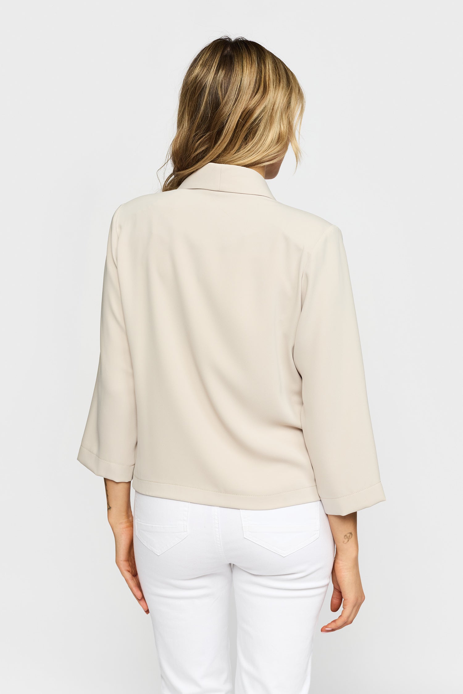 2-Biz Kort Jacka Oda med 3/4-Ärmar Beige