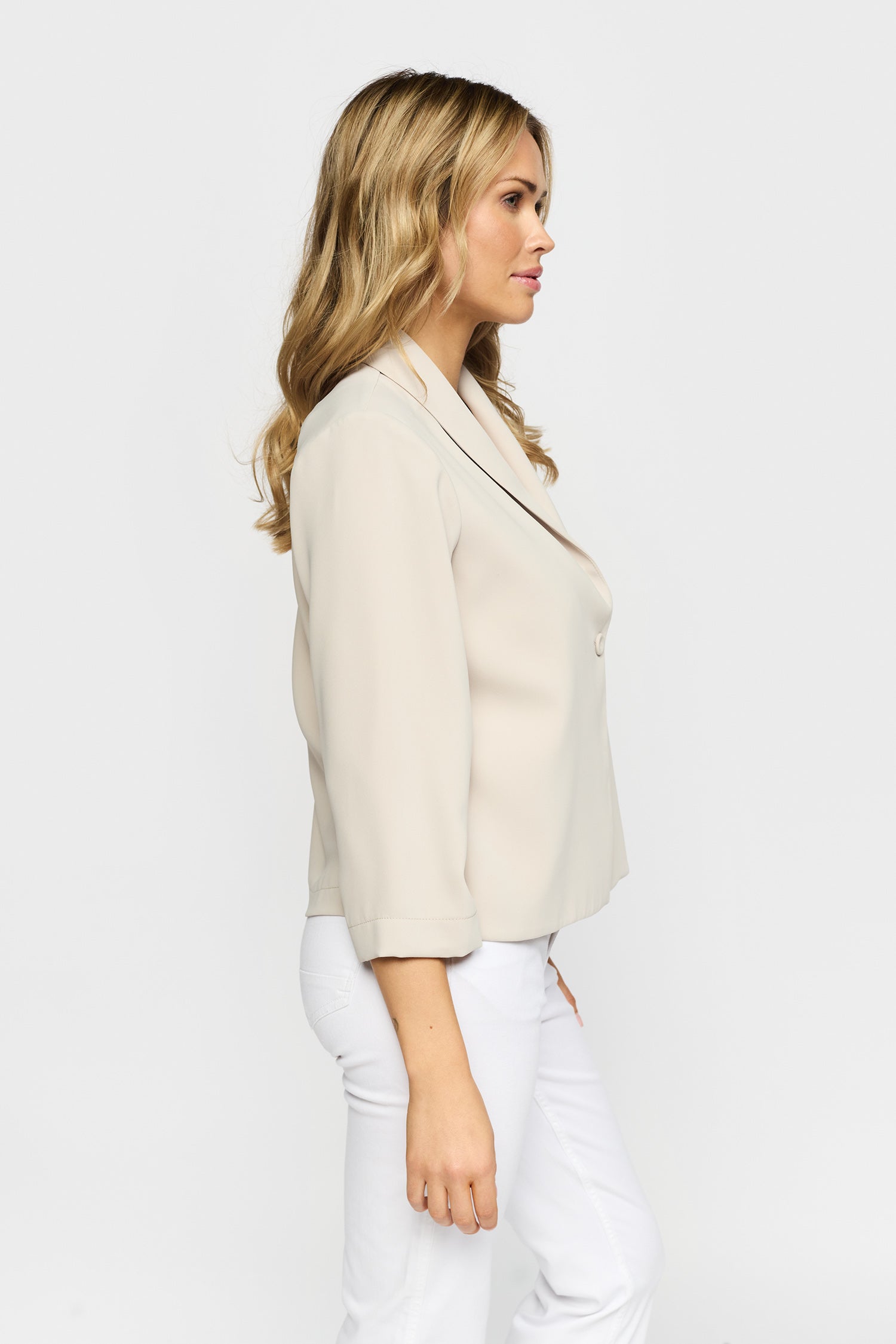 2-Biz Kort Jacka Oda med 3/4-Ärmar Beige