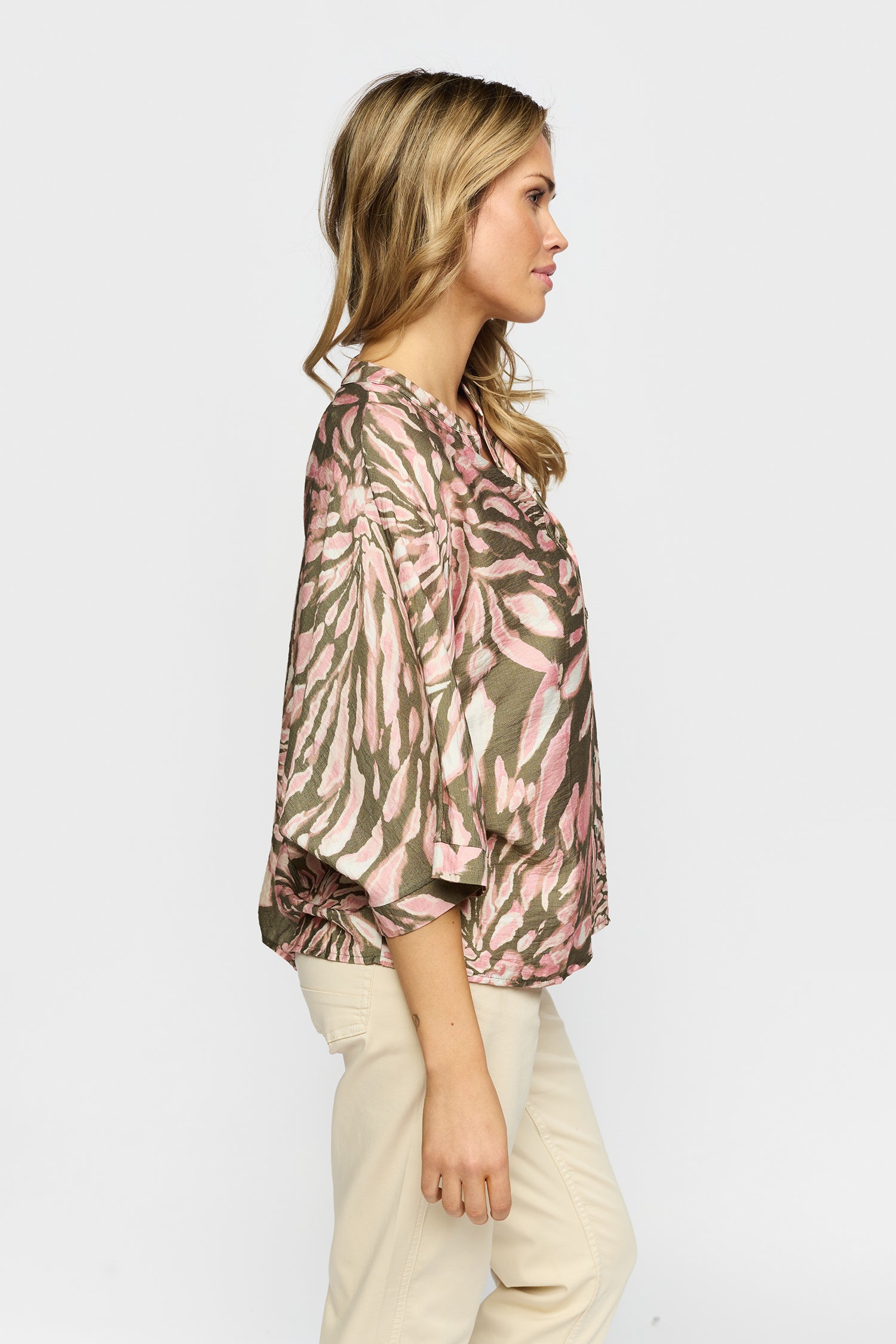 2-Biz Mönstrad Skjortblus Mona Grön