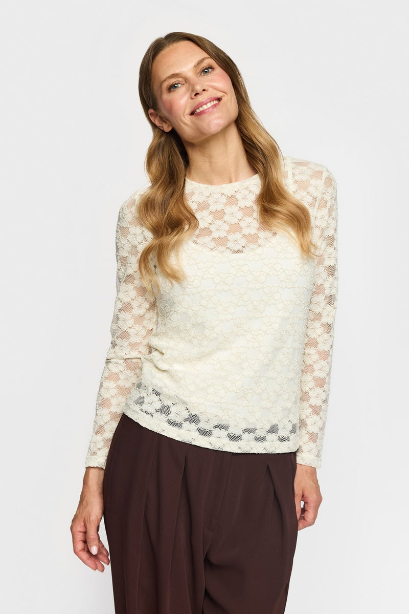 2-Biz Tilde Topp med Spets Beige
